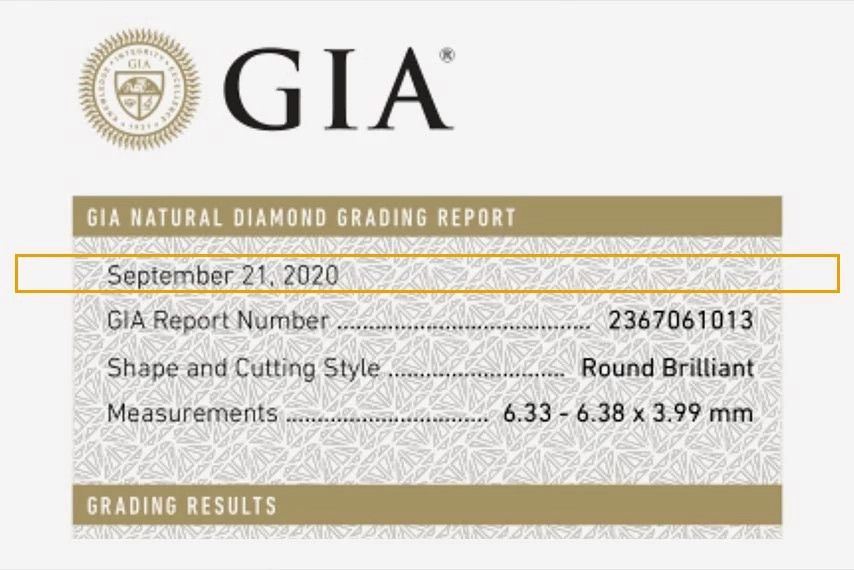 GIA天然钻石证书日期