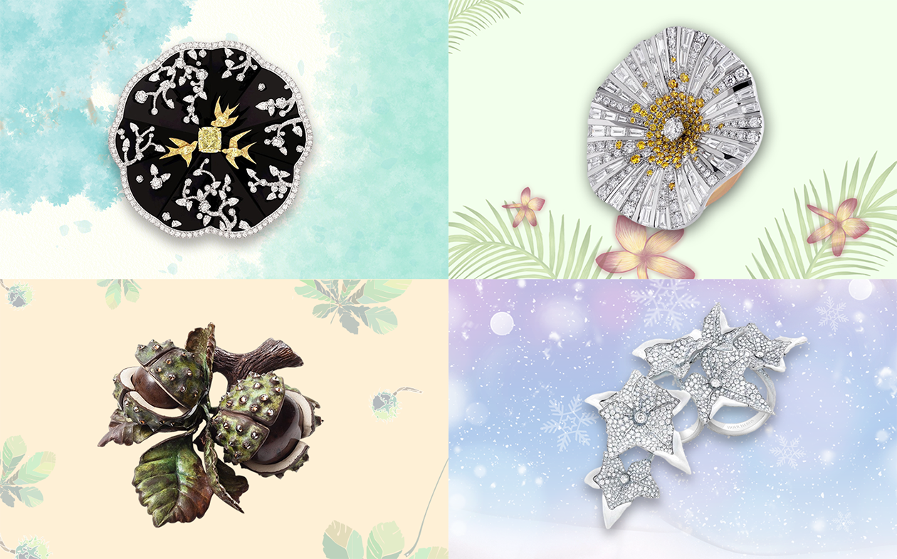 四季巡礼：花叶世界中的钻石流光