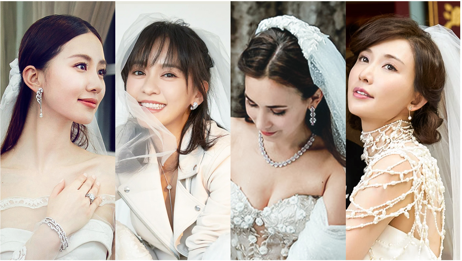 婚礼头纱与天然钻石耳饰的默契呼应