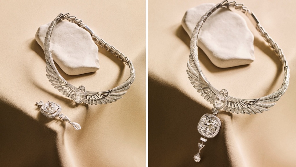 用110克拉天然巨钻，演绎古埃及的神秘诱惑梅西卡全新Beyond the Light高级珠宝系列中的Akh-Ba-Ka天然钻石项链。图片来源：本杰明·布歇 (Benjamin Bouchet)