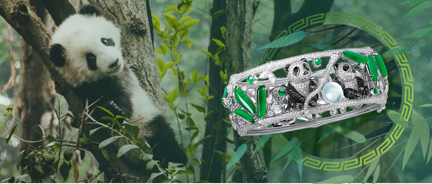 当天然钻石与“花花家族”强强联手aster ma高级珠宝熊猫手镯