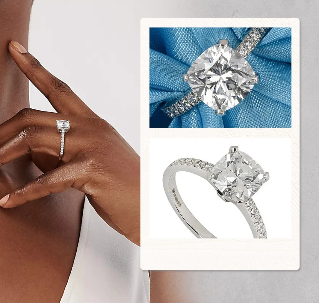 Tiffany Novo®系列铂金枕形明亮式切割天然钻石戒指