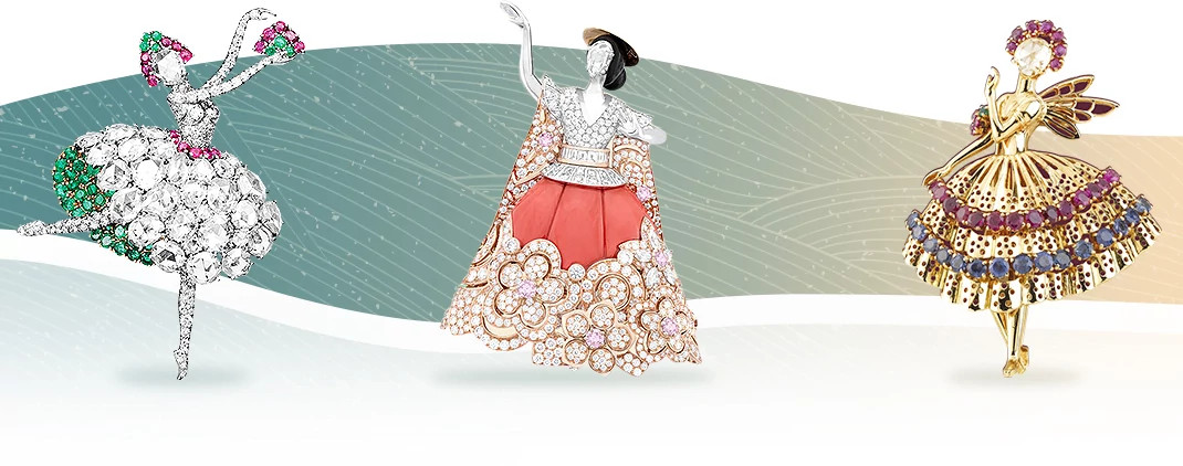 Van Cleef & Arpels Delicate Dancers系列天然钻石胸针