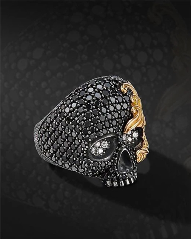 David Yurman黑钻骷髅戒指