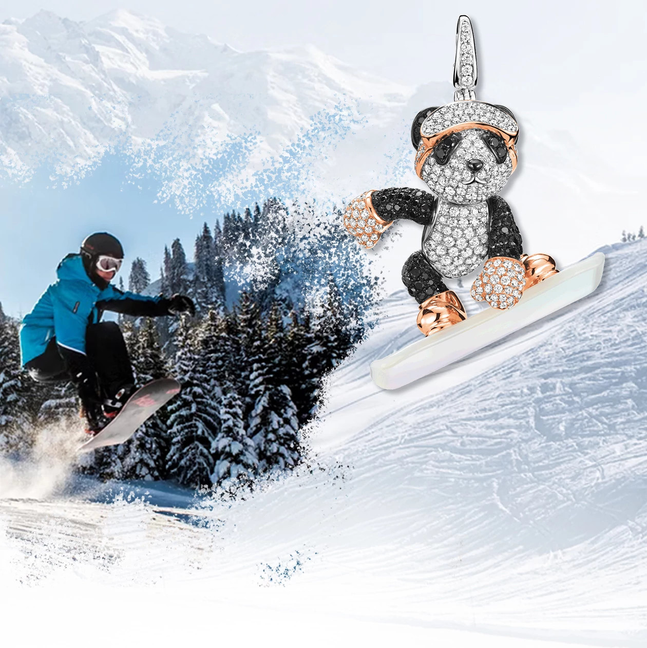 Qeelin Bo Bo系列 Ski Bo Bo天然钻石吊坠