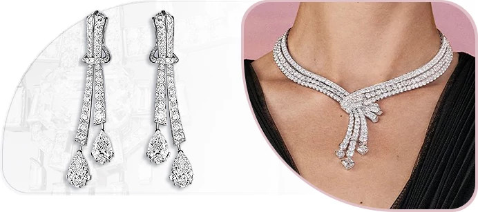 Van cleef & Arpels天然钻石耳环/项链