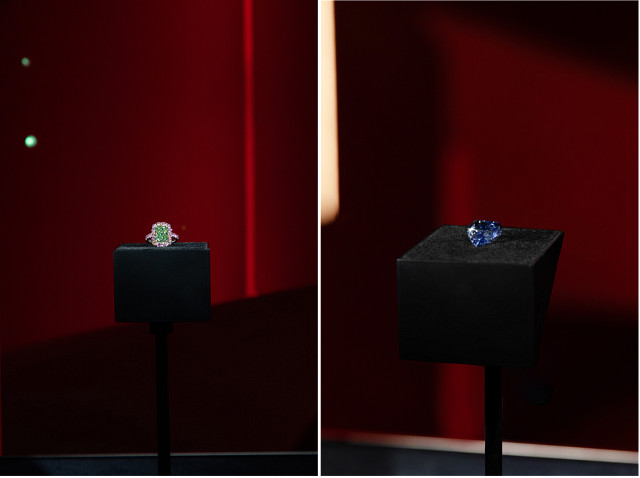 「The Aurora Green」绿钻,「Blue Heart Diamond」蓝钻