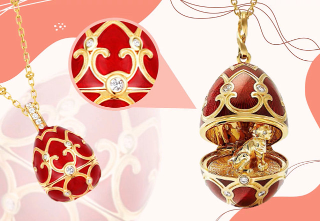 Fabergé 18K金镶天然钻石虎年纪念彩蛋吊坠