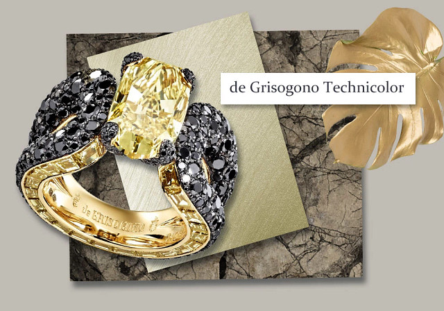 de Grisogono Technicolor 天然黄钻戒指