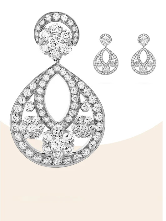 Van Cleef&Arpels 铂金镶钻雪花耳饰