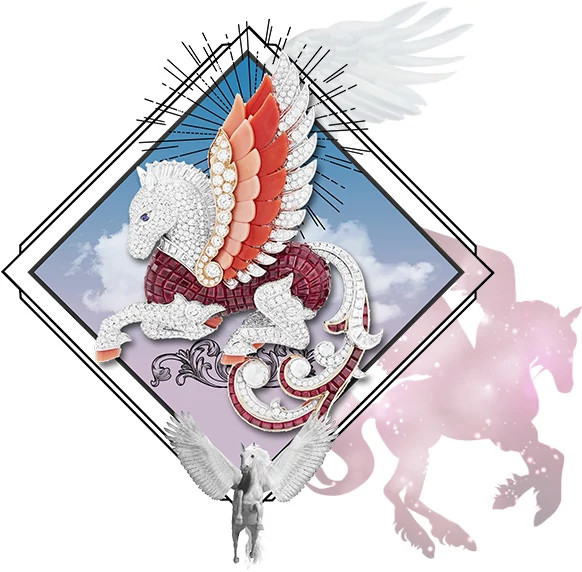 Van Cleef & Arpels Pégase 白金胸针