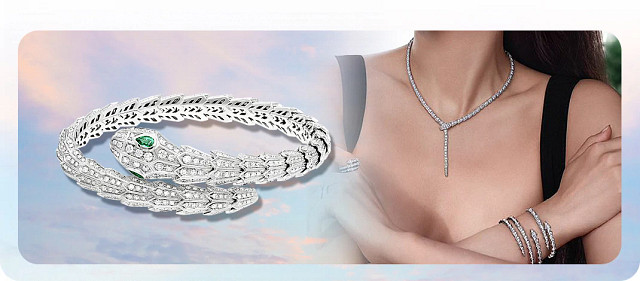 BULGARI SERPENTI灵蛇天然钻石手镯/项链