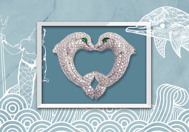 Cartier Dolphin 钻石胸针