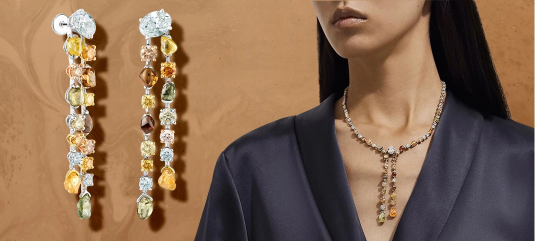 DE BEERS TALISMAN 天然钻石耳环/TALISMAN LINE 天然钻石项链