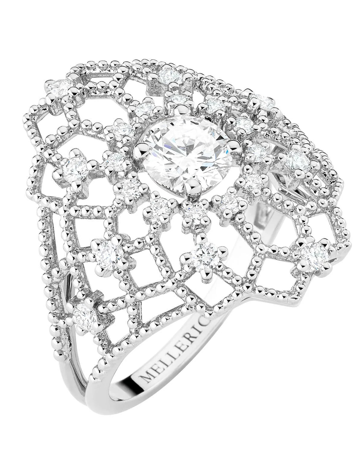 麦兰瑞Bague Maglia高级珠宝系列天然钻石铂金戒指