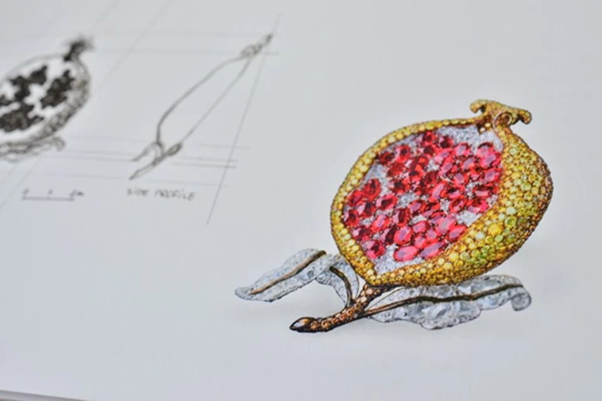 Precious Pomegranate 胸针手稿