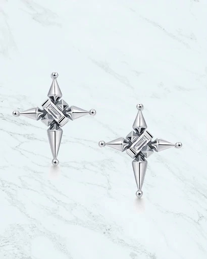 Zbird追光系列星轮铂金钻石吊坠