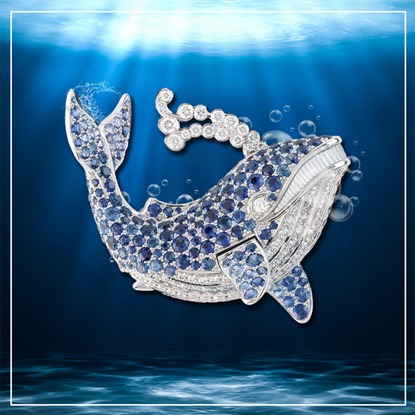 Van Cleef & Arpels Baleine Bleue 白金胸针