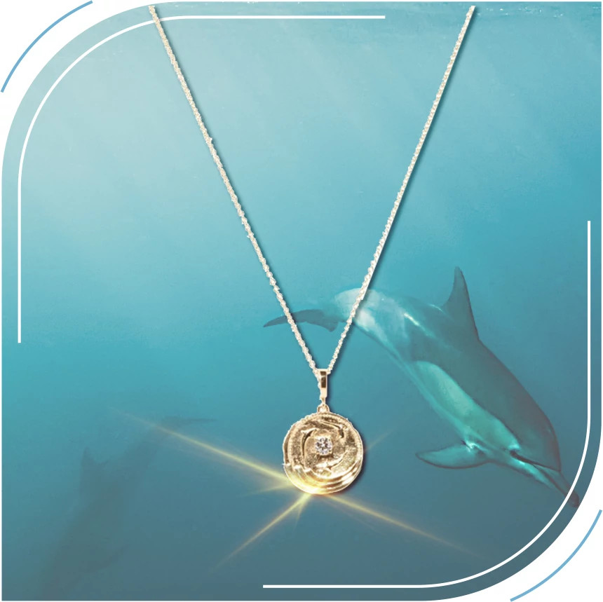 Ocean 金质挂坠项链