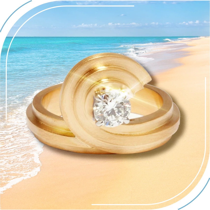 Ocean Sea I 金质戒指