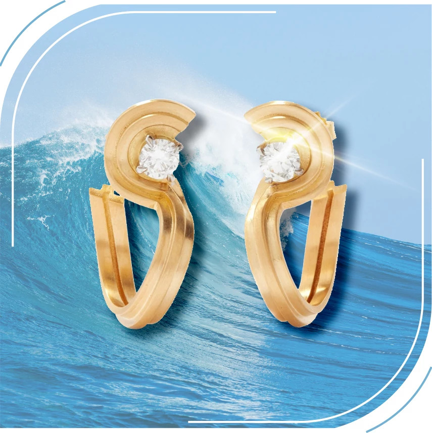 Ocean 金质耳环